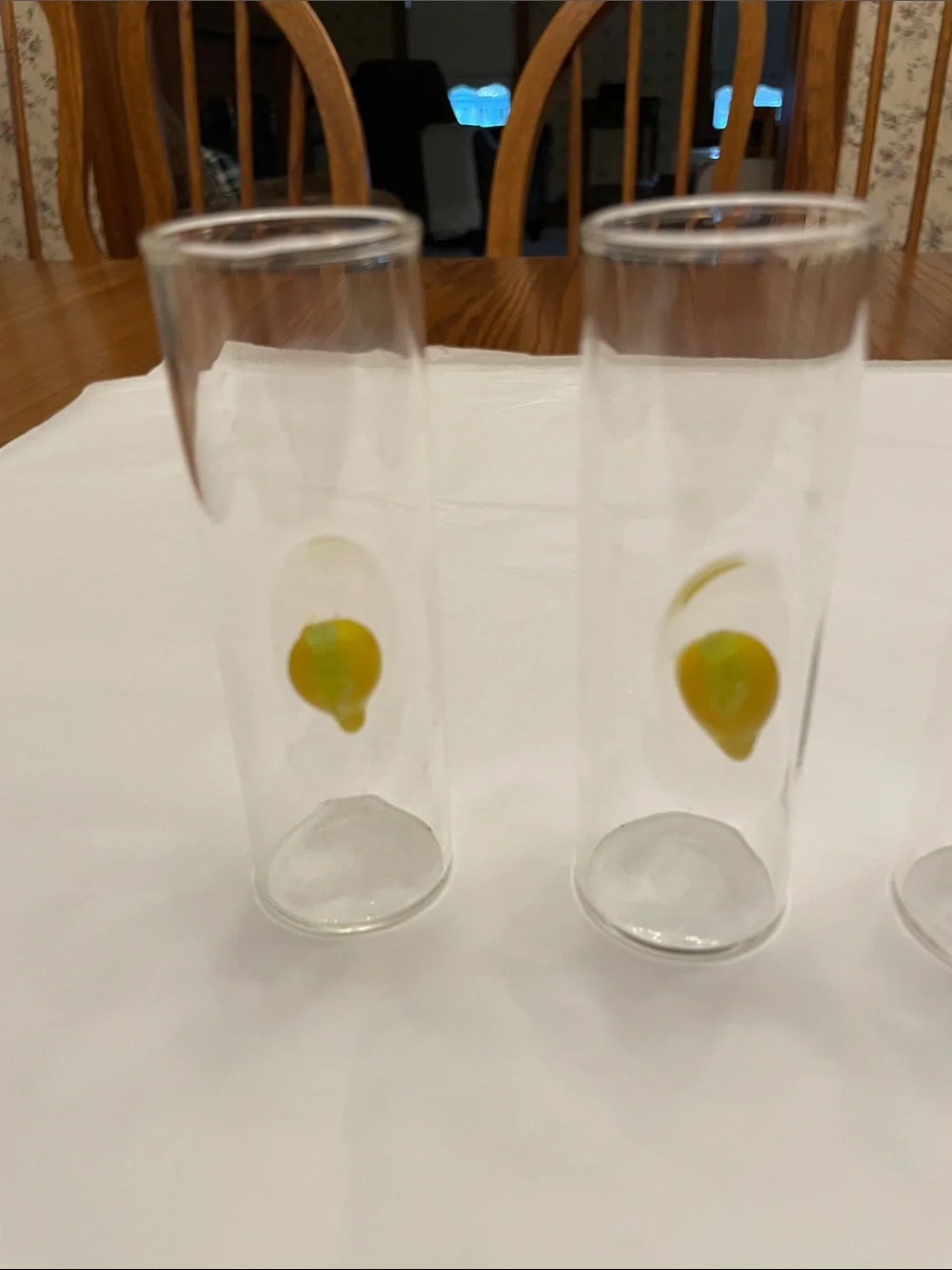 Set of 5 Clear Glass Shot Glasses with Yellow Lemon Accent